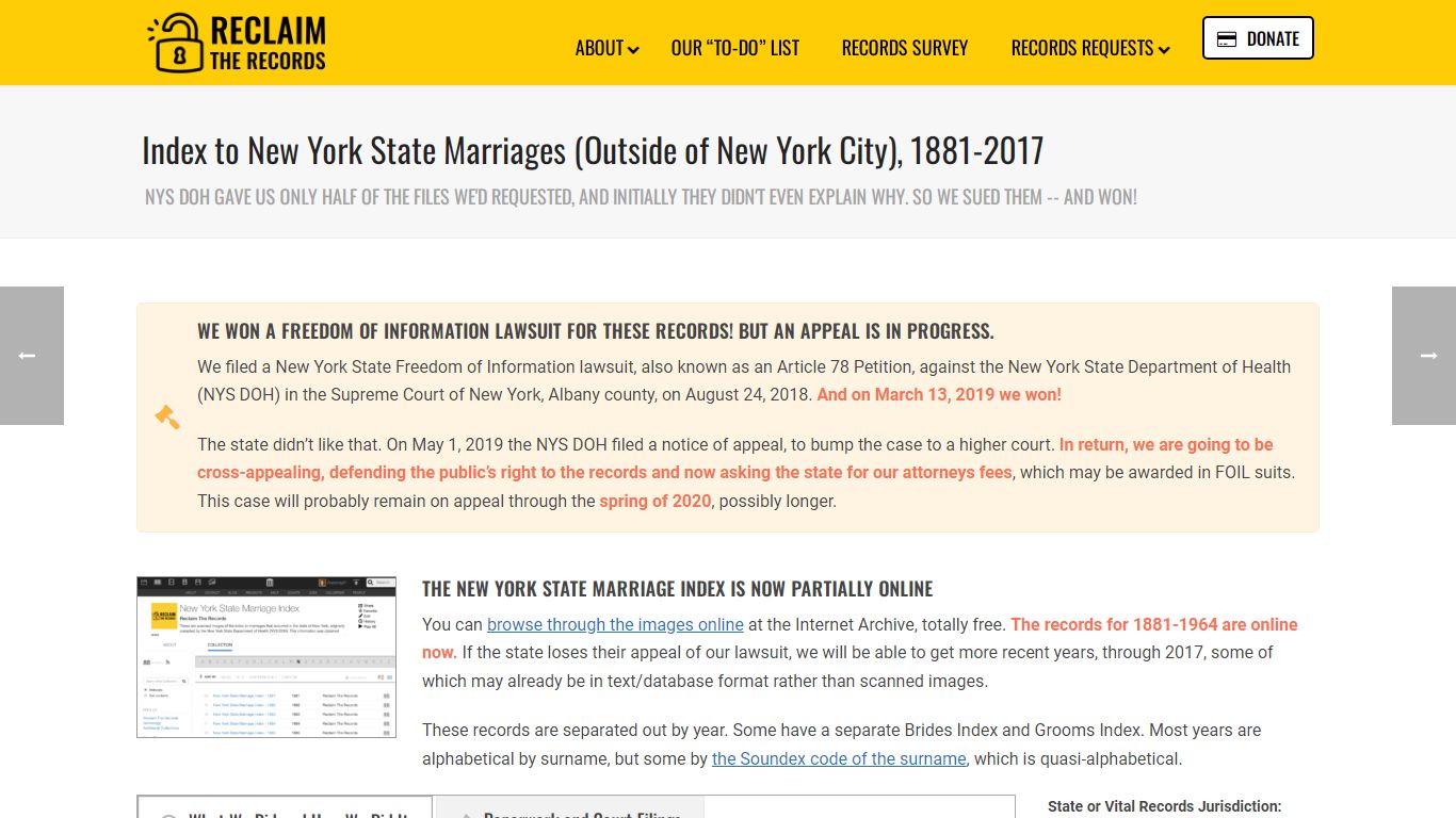 Index to New York State Marriages (Outside of New ... - Reclaim The Records